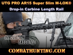 UTG PRO AR15 Super Slim M-LOK® 15" Drop In Carbine Length Rail