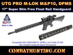 UTG PRO M-LOK M&P10, DPMS 17" Super Slim Free Float Handguard Rail