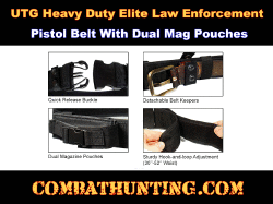Black UTG Heavy Duty Elite Law Enforcement Pistol Belt with Dual Mag Pouches