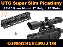 UTG Super Slim Picatinny Riser Mount 1" Height 13 Slots Black