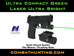 NcStar Ultra Compact Pistol Green Laser with Quick Release Weaver Mount