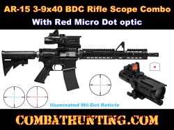 AR-15 Scope Red Dot Combo 3-9X40 Mil-Dot BDC