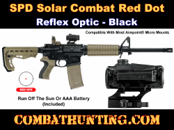 Combat AR-15 Red Dot Reflex Optic Solar & Battery Powered