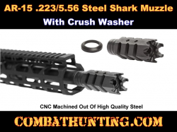 AR-15 .223/5.56 Steel Shark Muzzle Brake & Crush Washer