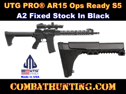 AR-15 A2 Fixed Stock With Cheek Rest UTG PRO Ops Ready S5 Buttstock Black