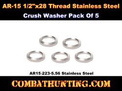 AR-15 Stainless Crush Washer 1/2" X28 Five Pack