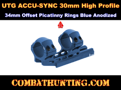 UTG ACCU-SYNC 30mm High Profile 34mm Offset Picatinny Rings Blue Anodized