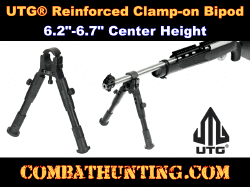 UTG New Gen Reinforced Clamp-on Bipod, Cent Ht 6.2"-6.7" 