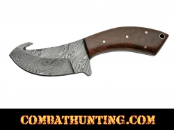 Damascus Skinning Knife With Gut Hook