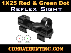 1X25 Red & Green Dot Reflex Optic Sight Fits Weaver & 3/8" Dovetail Rail