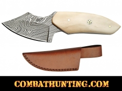 Damascus Steel Skinning Knife With Bone Handle 6.25"