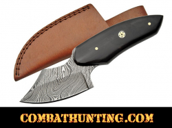 Damascus Steel Skinning Knife With Stag Horn Handle 6.25"