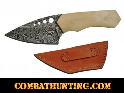 Damascus Steel Hunting Knife 6" With Bone Handle 