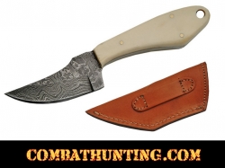 Damascus Steel Skinner Hunting Knife 6.5" With Bone Handle 