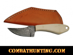 Damascus Steel Skinner Hunting Knife 6.5" With Bone Handle 