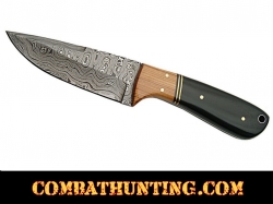 Damascus Steel Hunting Knife With Stag Horn Handle