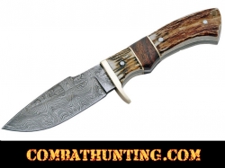 Handmade Damascus Hunting Knife With Sheath