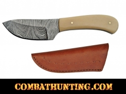 Damascus Steel Skinner Knife 6" With Bone Handle