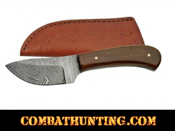 Damascus Steel Skinner Knife 6" With Walnut Wood Handle