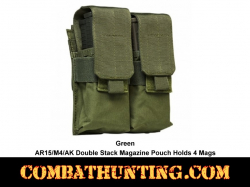 Green AR-15 M4 AK Double Stack Mag Pouch MOLLE Hold 4 Mags