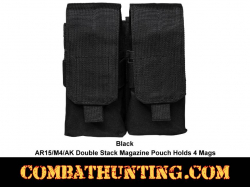 AR-15 M4 AK Double Stack Mag Pouch MOLLE Black Hold 4 Mags