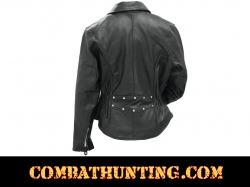 Womens Black Leather Biker Motorcycle Jacket