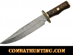 Damascus Steel Bowie Hunting Knife 16" With Rose Wood Handle 
