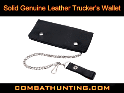 Solid Genuine Leather Trucker's Wallet With Chain