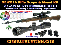 M14 M1A Tactical Rifle Scope & Mount 3-12X40 Mil-Dot Sniper Scope