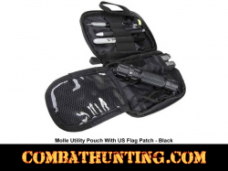 Molle Utility Pouch With US Patch Black