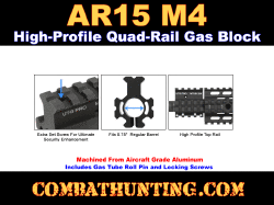 UTG PRO M4 AR15 High Profile Quad Rail Gas Block Block for 0.75" Barrel