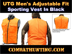 UTG Men's Adjustable Fit (S-M) Sporting Vest, Orange/Black