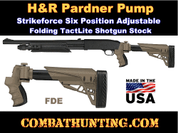 FDE Pardner Pump 12 Gauge Shotgun Six Position Adjustable Side Folding Stock