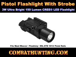 Pistol Flashlight With Strobe Picatinny Mount