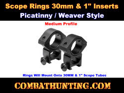 Scope Rings 30mm Weaver Style See Through1" Insert