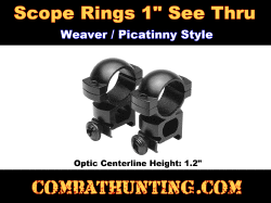 1" Rifle Scope Rings See Thru For Weaver Base