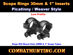 Scope Rings 30mm 1" Weaver Style Low Profile