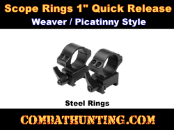Ncstar Quick Release Scope Rings 1" Weaver Style