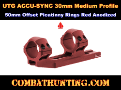 UTG ACCU-SYNC 30mm Medium Profile 50mm Offset Picatinny Rings Red