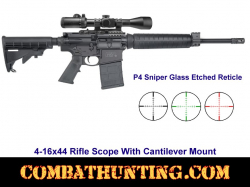4-16x44 Rifle Scope With Cantilever Mount P4 Sniper Glass Etched Reticle