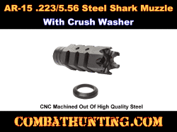 AR-15 .223/5.56 Steel Shark Muzzle Brake & Crush Washer