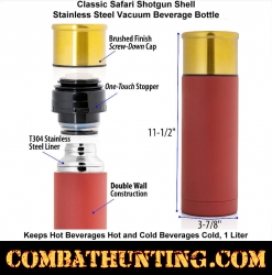 Classic Safari Shotgun Shell Stainless Steel Vacuum Beverage Bottle