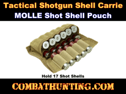 Tan 12/20 Gauge 17 Round Shotgun Shotshell Reload Holder Molle Pouch