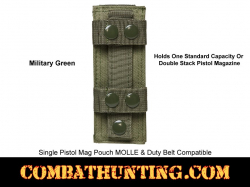 Green Single Pistol Mag Pouch MOLLE & Duty Belt Compatible