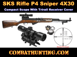 SKS Rifle 4X30 Scope With Tri Rail  Mount And Rings
