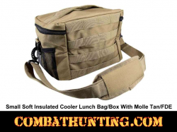 Small Soft Insulated Cooler Lunch Bag/Box With Molle Tan/FDE