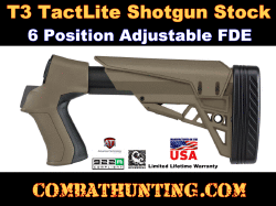 T3 TactLite Shotgun Stock 6 Position Adjustable FDE