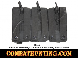 Black AR-15 M4 Triple Magazine Pouch & Pistol Mag Pouch