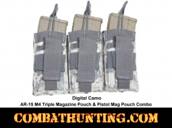 AR-15 M4 Triple Magazine Pouch & Pistol Mag Pouch Digital Camo