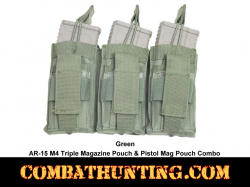 Green AR-15 M4 Triple Magazine Pouch & Pistol Mag Pouch
